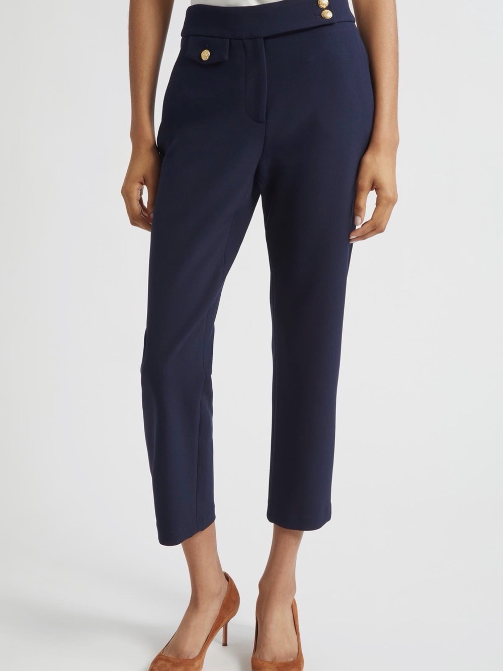 Veronica Beard Renzo Navy Cropped Trousers